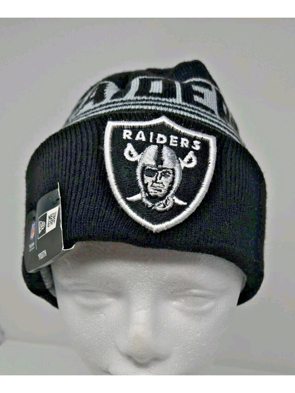 New Era Raiders Beanie Hat Silver Black New One Size Fits Most Cozy Warm